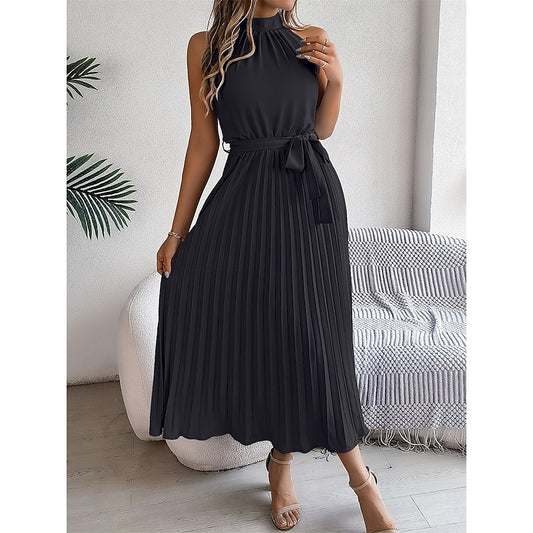Abito Midi Halter Plissettato
